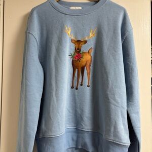 Blue Deer Print Sweatshirt